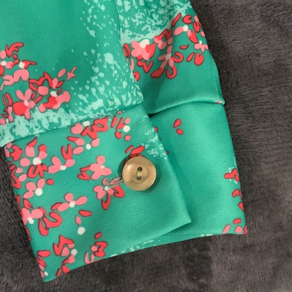 Vintage green and pink flare collar 70s dress. Size 12 perfect condition - Picture 5 of 10